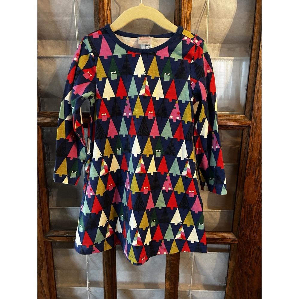 hanna andersson Print A Line Dress In Oh Christmas Tree Print Size 4‎